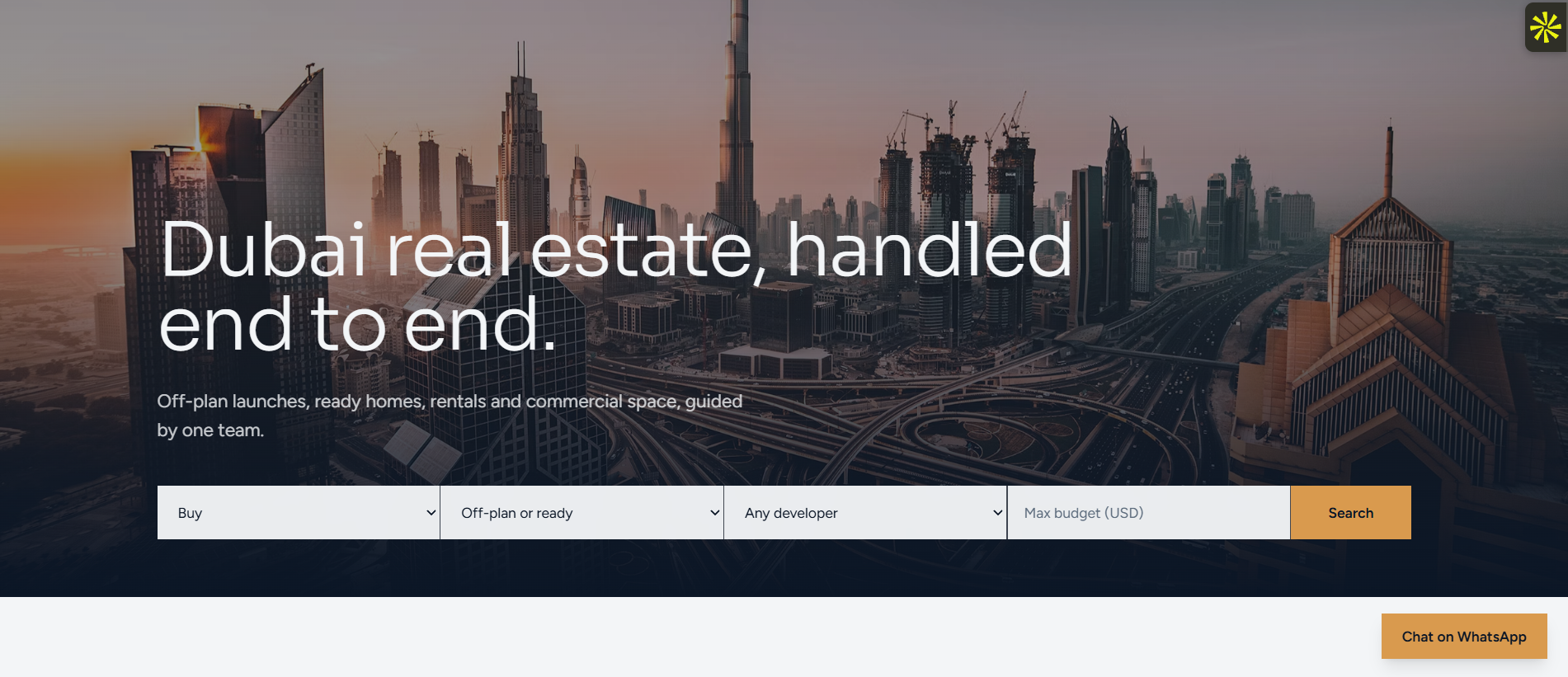 Real estate marketplace listing an agency's commercial, rental, and sale properties